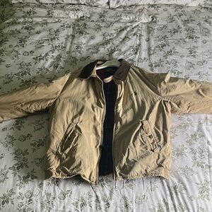 Polo by Ralph Lauren Beige Bomber Jacket with Brown Corduroy Collar